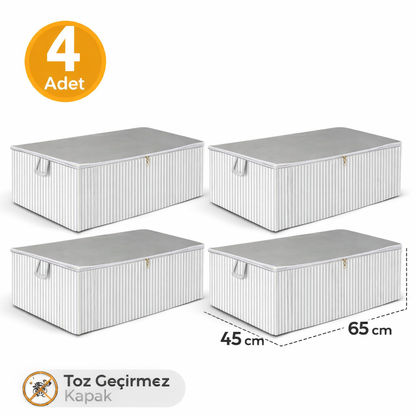 Antrasit Çizgili Büyük Boy Baza Altı Ve Çekyat Tipi Hurç 65 x 45 x 22 cm